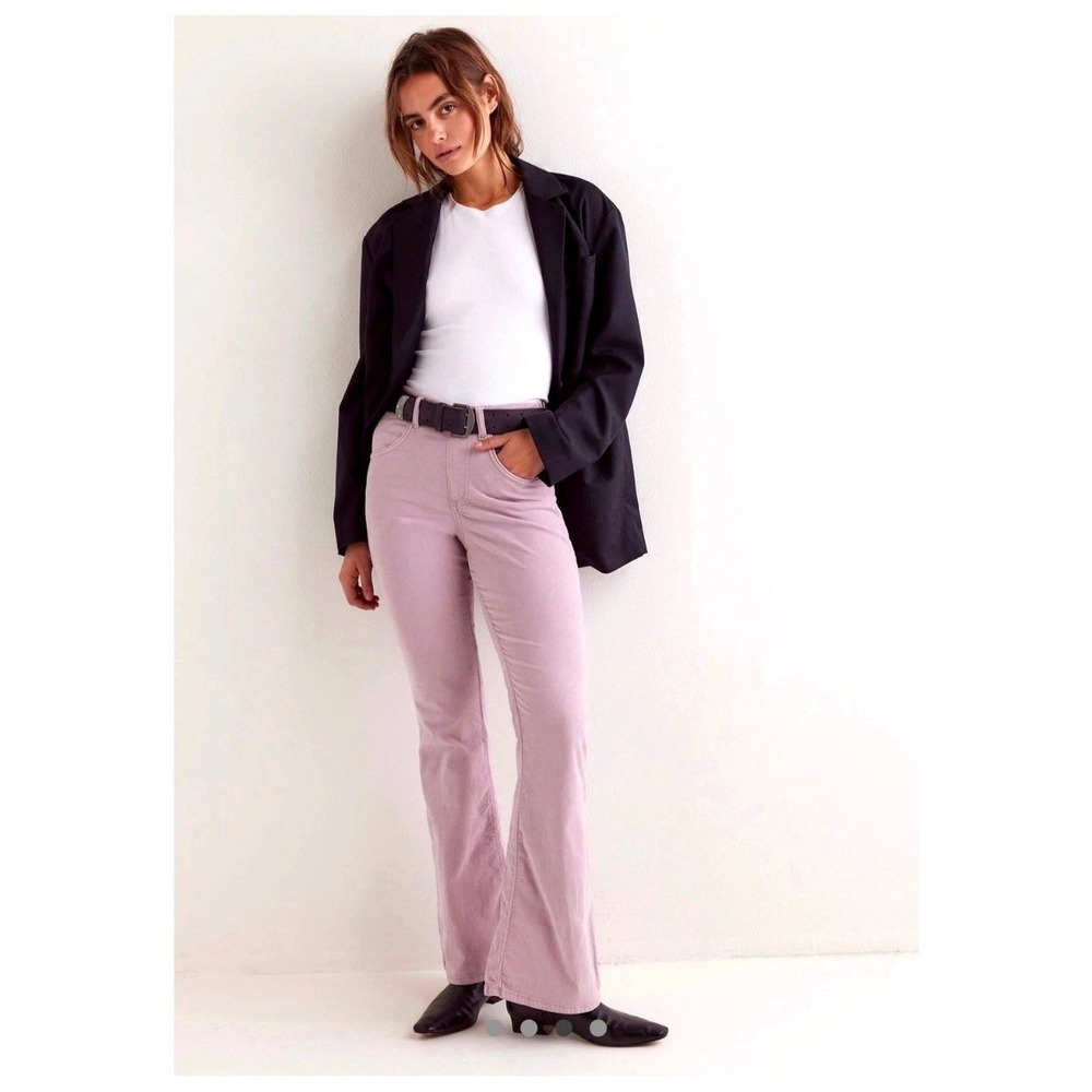 Free People CRVY Karma Cord Corduroy Flare Pants‎ Lilac Smoke Size Medium NEW